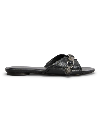 BALENCIAGA CAGOLE LAMBSKIN BUCKLE FLAT SANDALS