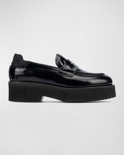 Aquatalia Marta Patent Casual Penny Loafers In Black