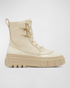 Sorel Caribou Faux Fur Lace-up Boots In Bleached Ceramic