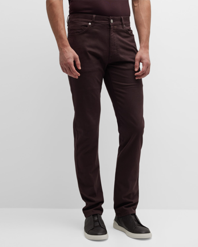 Zegna Men's Cotton-stretch 5-pocket Pants In Dark Pink Solid