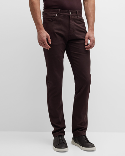 Zegna Men's Cotton-stretch 5-pocket Pants In Dark Brown