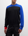 Ferragamo Men's Colorblock Cashmere Sweater In Lapis/nero