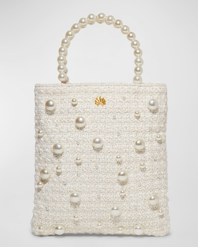 Lele Sadoughi Paloma Pearly Tweed Crossbody Bag In Ivory