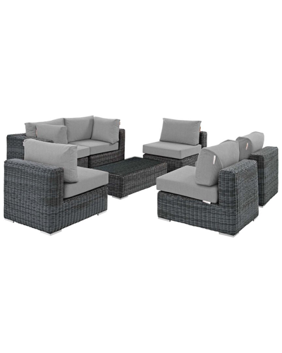 Modway Summon 7-piece Outdoor Patio Sunbrella Sectional Set In Beige