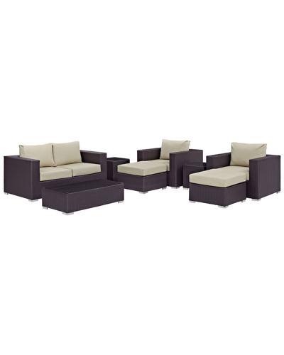 Modway Convene 8-piece Outdoor Patio Sofa Set In Brown