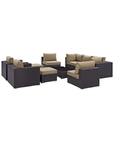 Modway Convene 10-piece Outdoor Patio Sectional Set In Brown