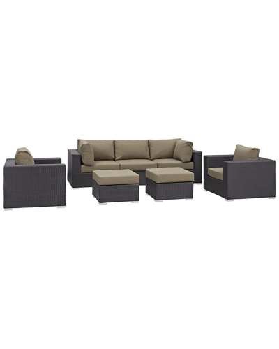 Modway Convene 7-piece Outdoor Patio Sectional Set In Brown