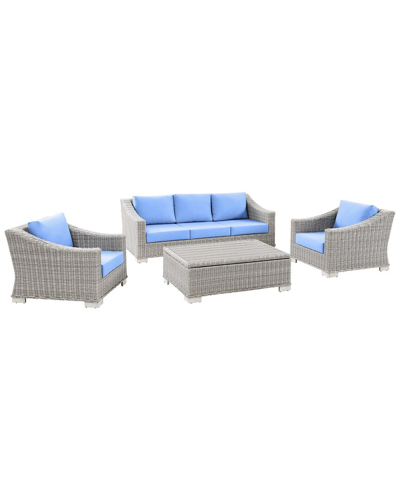 Modway Conway 4-piece Outdoor Patio Rattan Furniture Set In Gray