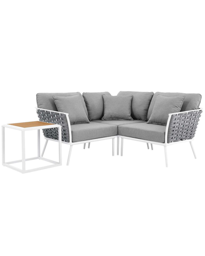 Modway Stance 4-piece Outdoor Patio Sectional Sofa Set In White