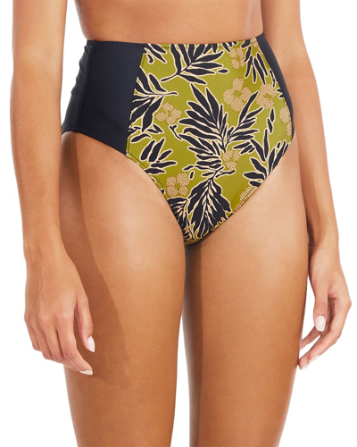 Tanya Taylor Women's Kaia Palm High-rise Bikini Bottoms In Green