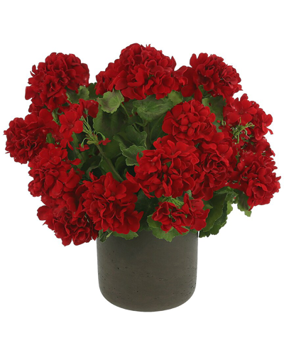Creative Displays Red Geranium Floral Arrangement In A Gray Pot