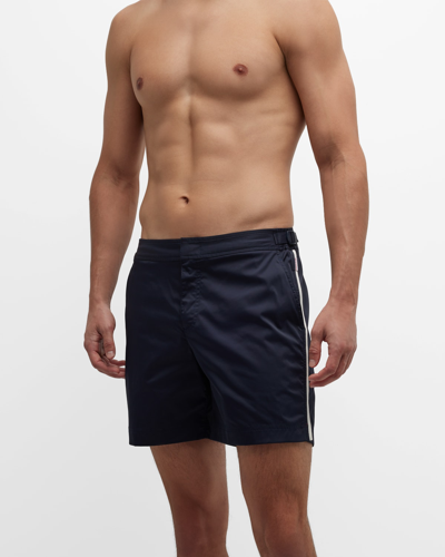 Orlebar Brown Bulldog Stretch-cotton Mid-length Swim Shorts In Night Iris