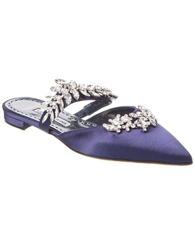 Manolo Blahnik Lurum Satin Flat In Purple