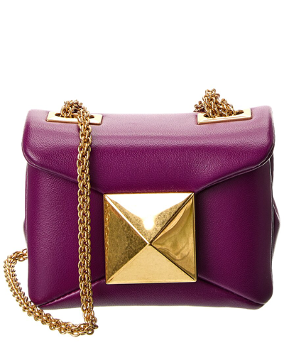 Valentino Garavani One Stud Micro Leather Shoulder Bag In Purple