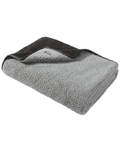 Eddie Bauer Solid Bi Colored Sherpa Reversible Throw Blanket In Charcoal