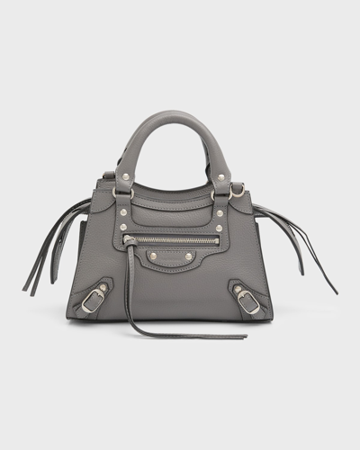 Balenciaga Neo Classic City Mini Textured-leather Tote In Dark Grey