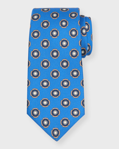 Kiton Men's Geometric-print Silk Tie In Blue