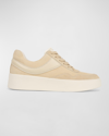 Vince Warren Mixed Leather Court Sneakers In Macadamia
