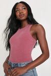 Lulus Essential Update Mauve Ribbed Tank Top In Mauve