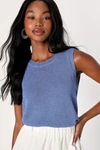 Lulus Clean Aesthetic Blue Sweater Knit Tank Top In Blue