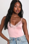 Free People Intimately Fp Wild Bunch Lace Bodysuit In Blush Pink