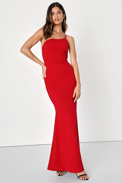 Lulus Gorgeous Times Ahead Red One-shoulder Maxi Dress