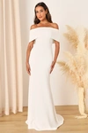 Lulus Exceptional Romance Off-the-shoulder Mermaid Maxi Dress In White In White
