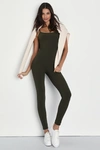 LULUS SUPER BASE OLIVE GREEN RIBBED KNIT BODYCON LOUNGE JUMPSUIT