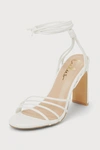 LULUS FRANKII WHITE STRAPPY LACE-UP HIGH HEEL SANDALS