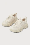 Steve Madden Possession Chunky Lace-up Sneakers In Tan-neutral In White