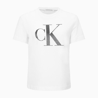 Calvin Klein Ck Jeans夏季女士时尚纯棉字母填充印花logo透气短袖t恤zw01732 In Red