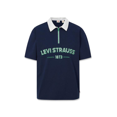 Levi's 李维斯23夏季款男女同款polo衫轻薄透气复古美式短袖t恤 In Blue