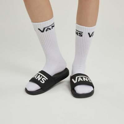 Vans Logo-print Open-toe Slides In Black