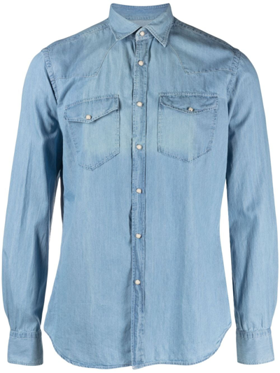 Xacus Long-sleeve Denim Shirt In Blue