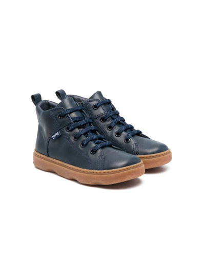 Camper Kids' Lace-up Leather Sneakers In Blue
