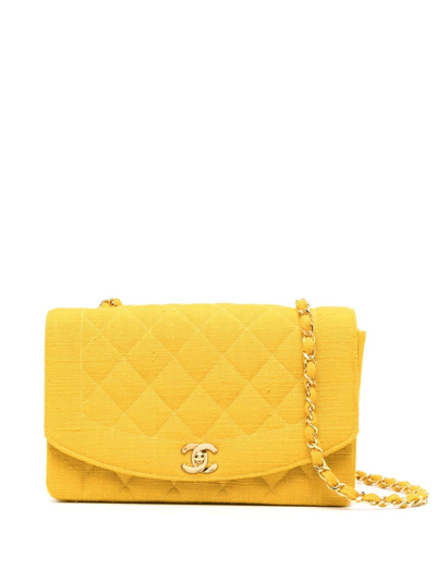 Pre-owned Chanel 1992 Diana Shoulder Bag In Yellow