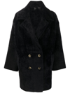Pinko Double-breasted Coat In Black