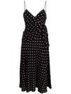 ALESSANDRA RICH EMBELLISHED POLKA DOT SILK DRESS