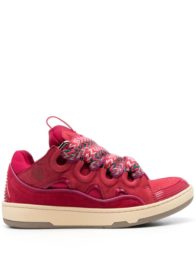 Lanvin Curb Chunky Leather Sneakers In Watermelon