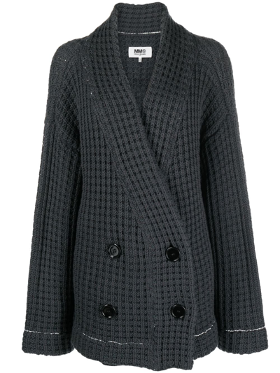 Mm6 Maison Margiela Cable-knit Double-breasted Cardigan In Grau