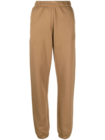 Attico Embroidered Logo Tapered Track Pants In Brown