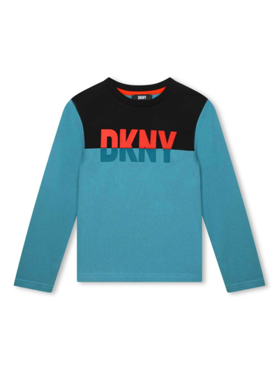 Dkny Kids' Logo-print Long-sleeve T-shirt In Blue