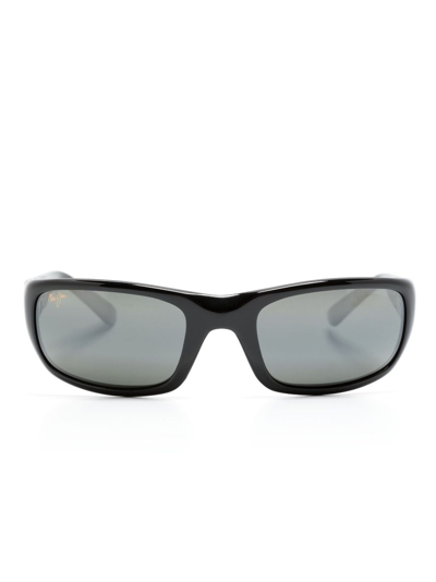 Maui Jim Logo-print Rectangle-frame Sunglasses In Black
