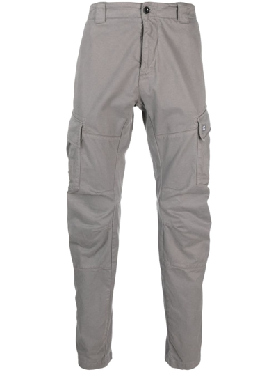 C.p. Company Logo-patch Tapered-leg Trousers In Grey