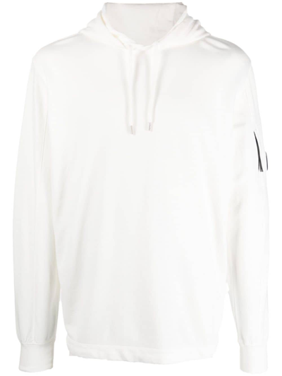 C.p. Company Lens-detail Cotton Hoodie In White