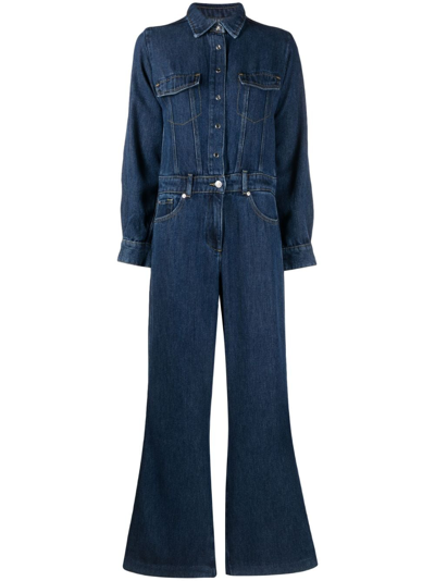 Melody Braided Strap Denim Jumpsuit In Lola Blue