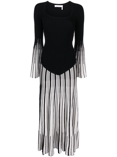 Chloé Pleated Knitted Maxi Dress In Nero