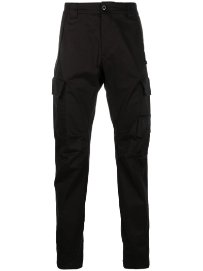 C.p. Company Logo-patch Cargo Trousers In Black