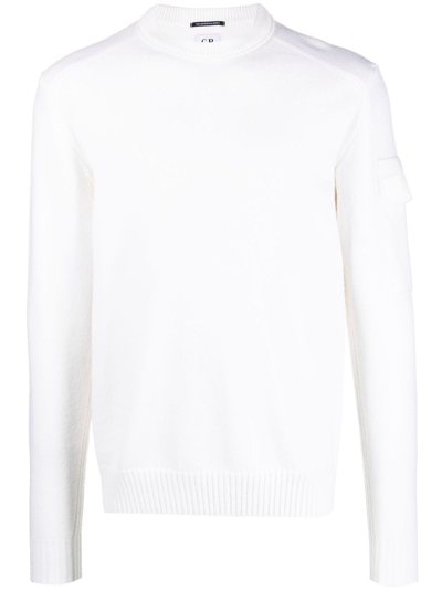 C.p. Company Crew-neck Wool-blend Jumper In White