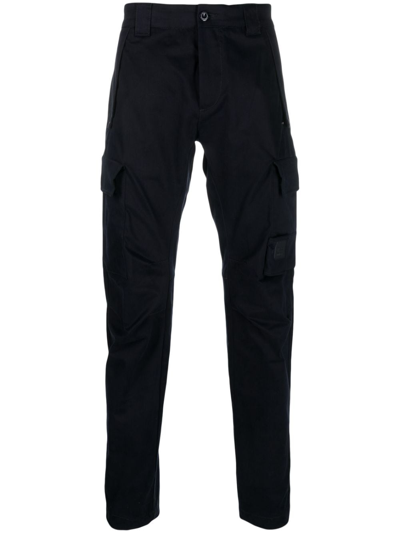 C.p. Company Logo-patch Panelled Cargo Trousers In Black